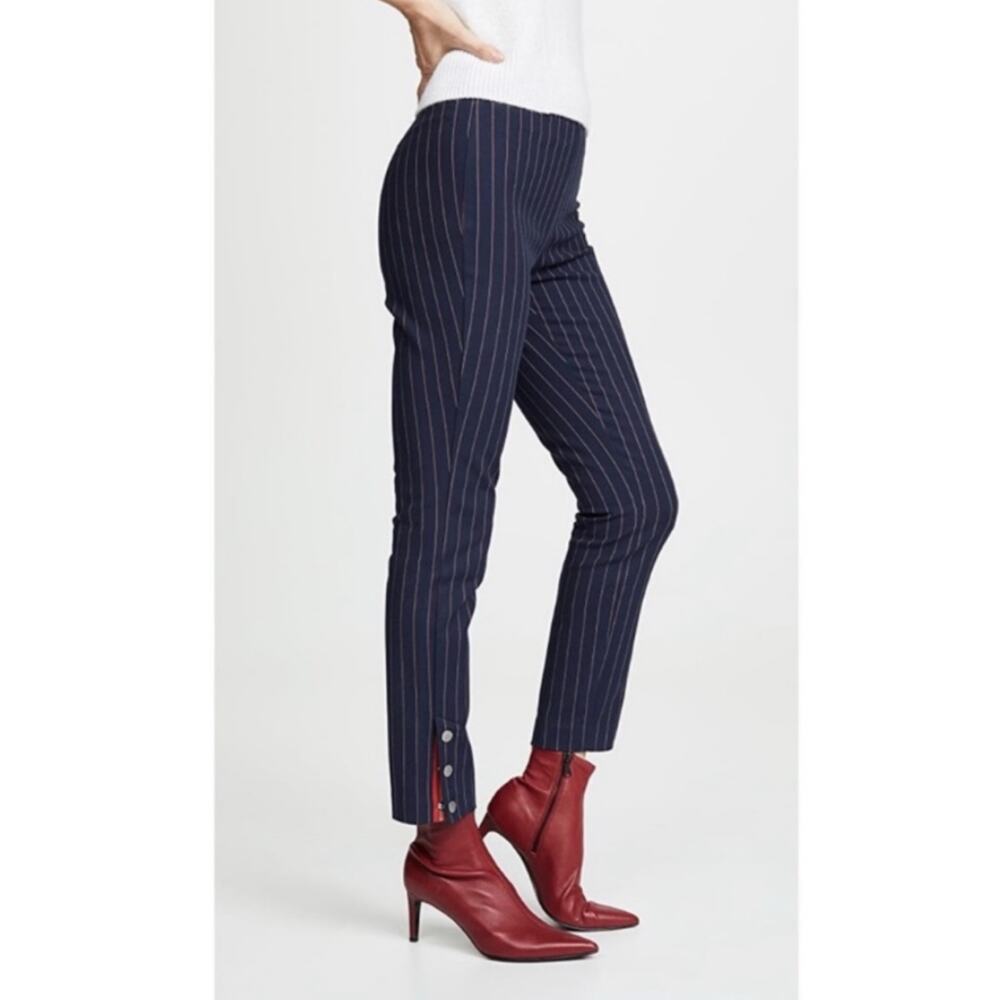Rag & Bone Navy Blue Red WhiteCotton Slim Pinstripe Ankle Pant 6